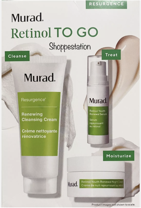 MURAD RESURGENCE RETINOL TO GO 3 Pc Set Night Cream, Renewal Serum, Cleanser